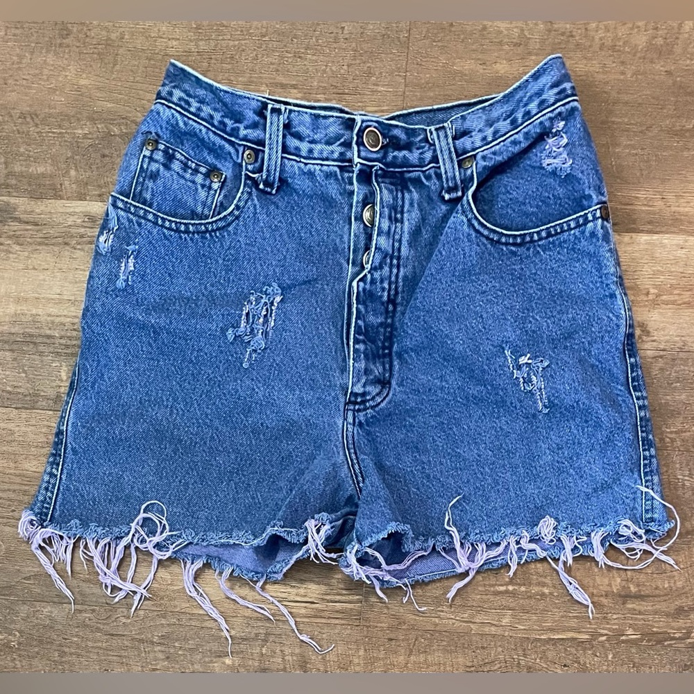 Zenna vintage high waist denim cutoff distressed shorts size 11 medium